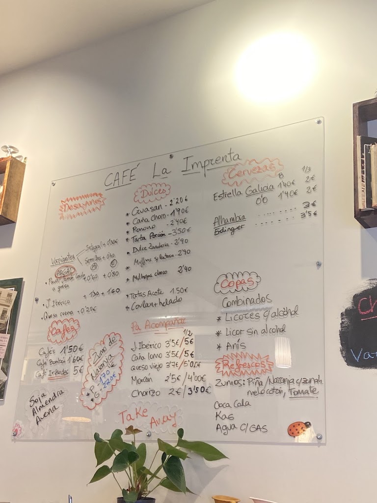 Cafeteria La Imprenta — Carta