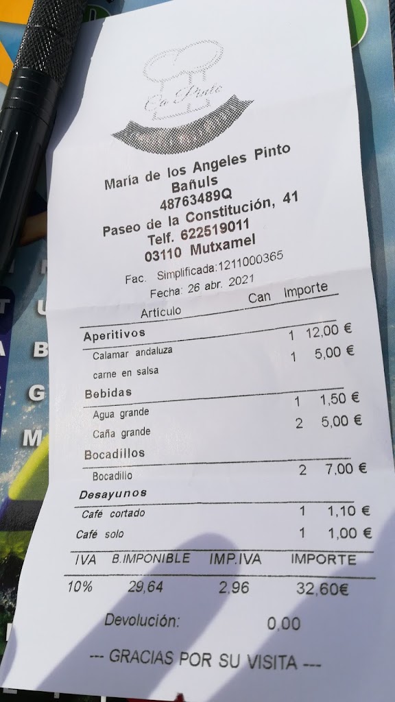 Ca Pinto Cafeteria Cerveseria — Carta