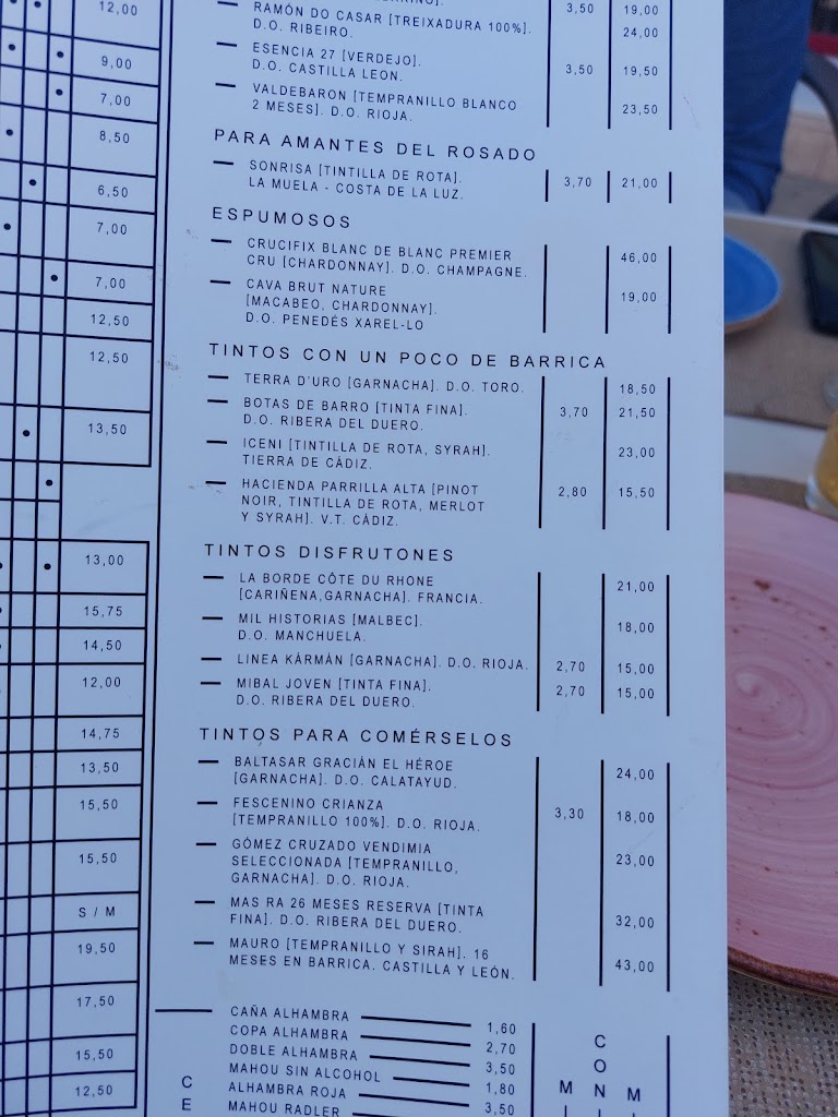 Restaurante Mistura — Carta