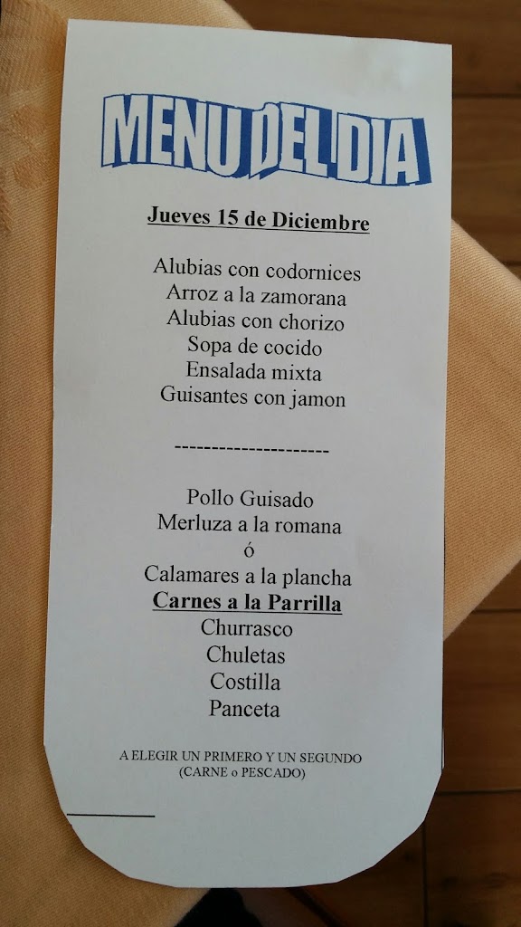 Bar restaurante The Grill — Carta