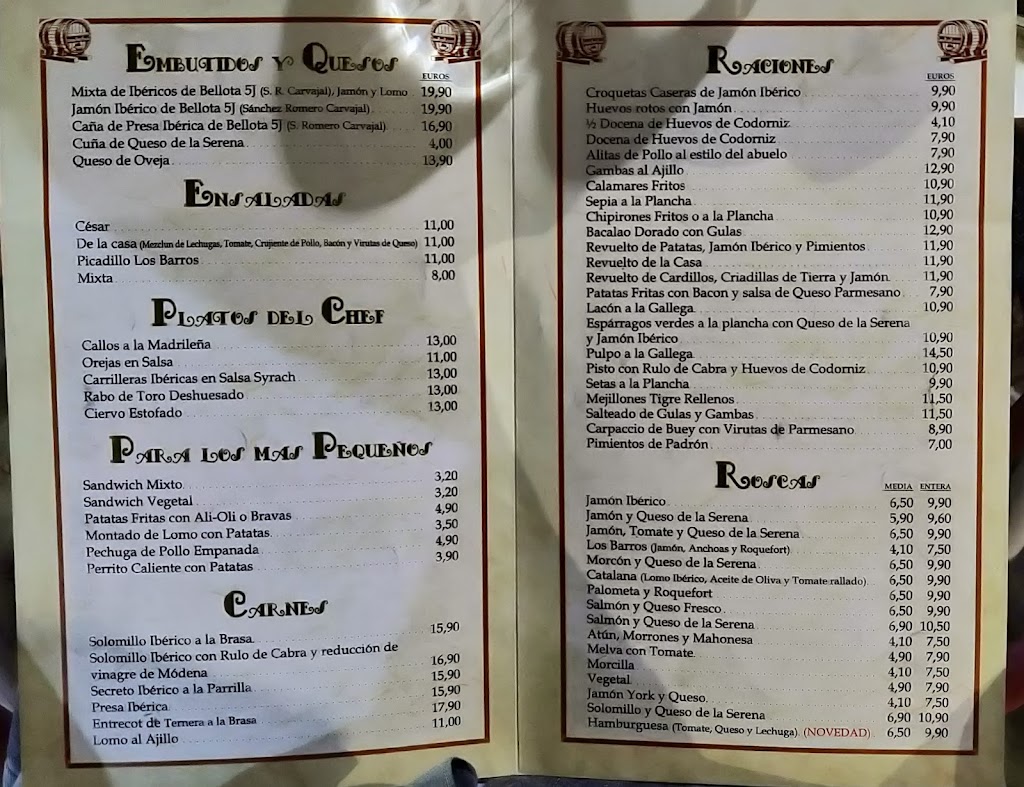 Meson LOS BARROS — Carta