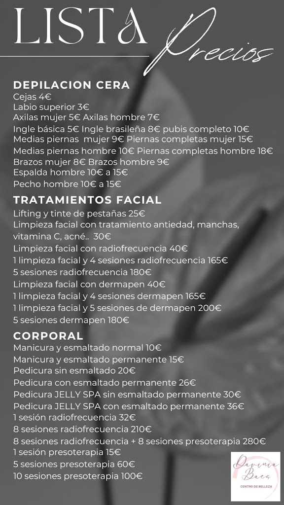 Davinia Baes Centro de Belleza — Carta