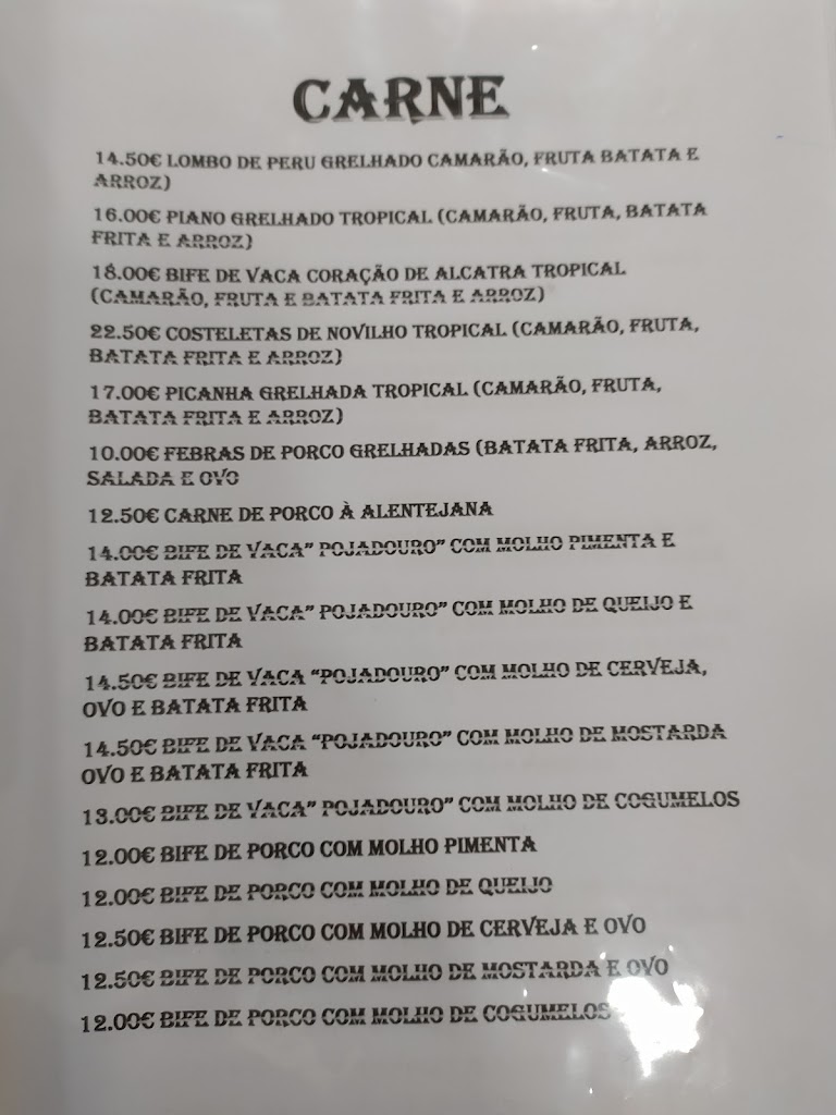 Restaurante Sabores de Almeirim — Carta