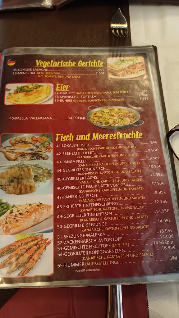 Restaurante El Burro — Carta