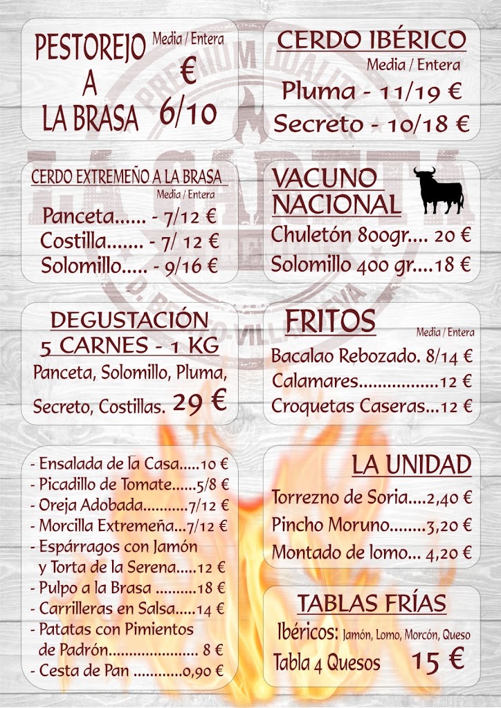 Restaurante Don Pestorejo — Carta