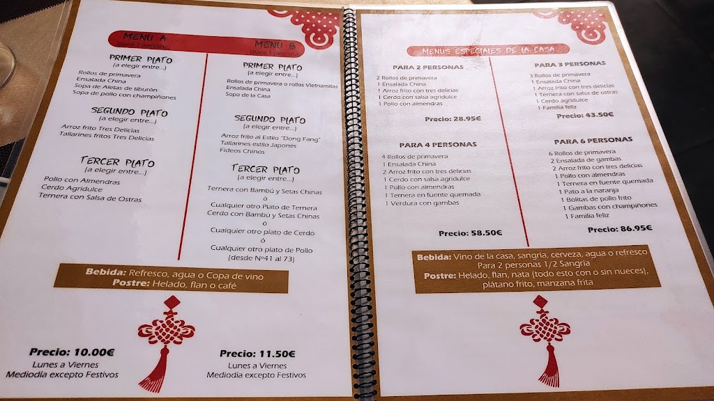 Restaurante Chino Dong Fan — Carta