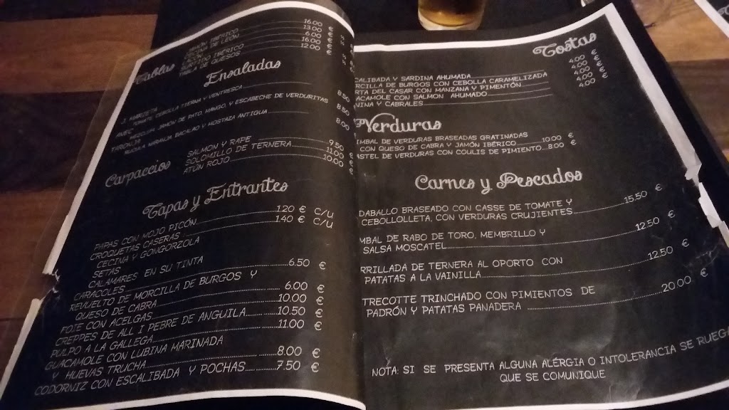 Bar Restaurante La Pedrera. — Carta