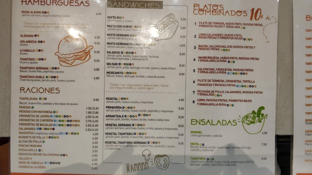 Hamburgueseria Txantxiku, SC — Carta