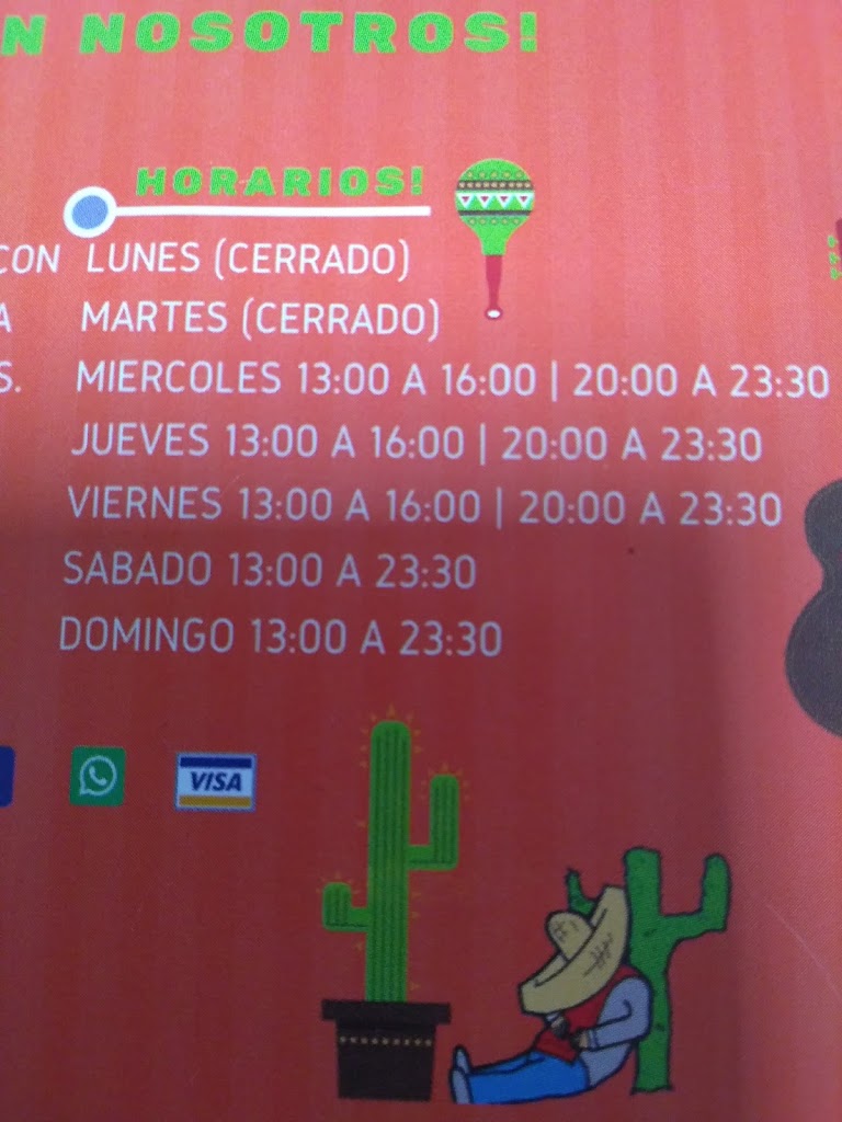 Restaurante El Mariachi Loco — Carta