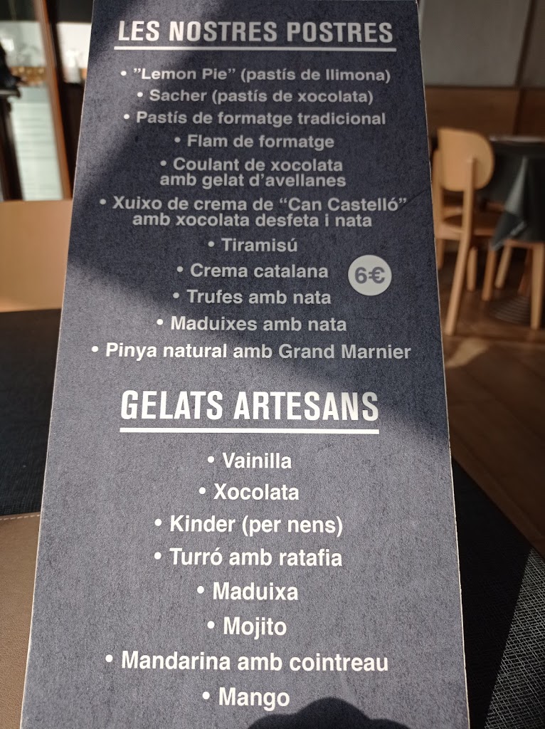 Restaurant El Caiman Roses — Carta