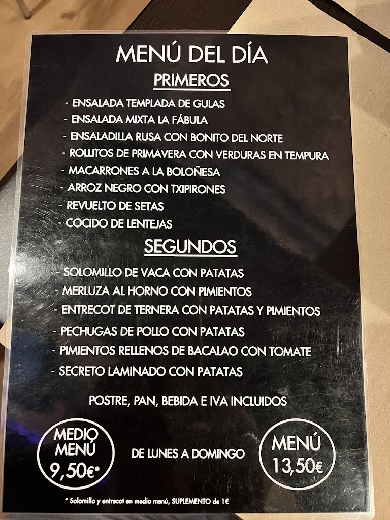 CAFETERIA LA FABULA — Carta