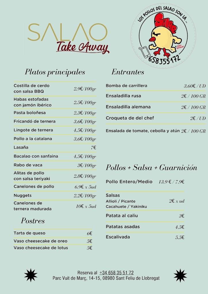 SALAO TAKE AWAY — Carta