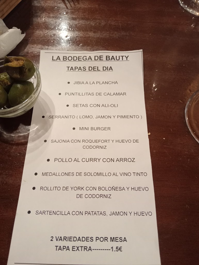 Cafe-Bar "Bodega de Bauty" — Carta