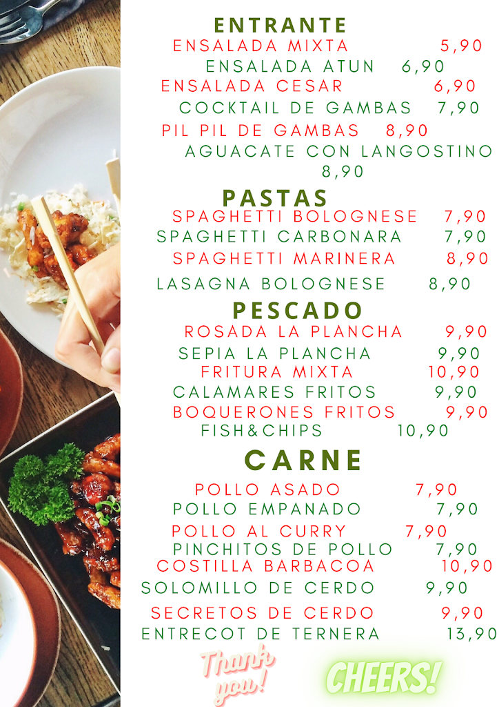 Bar Camping Los Jarales — Carta