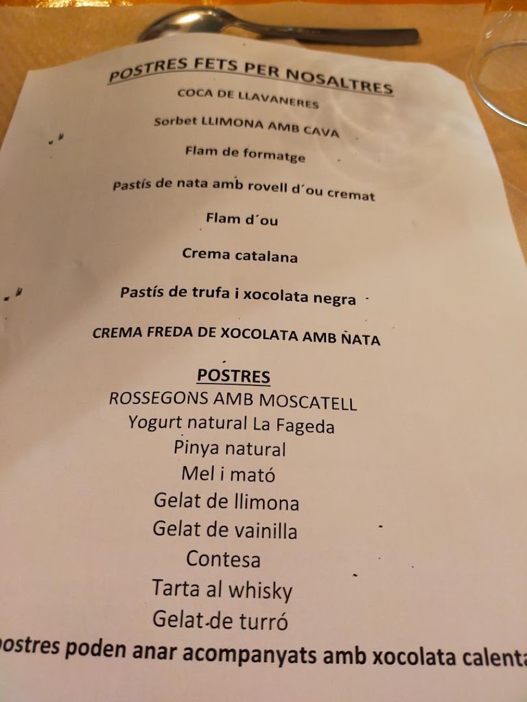 Restaurante Can Franca — Carta