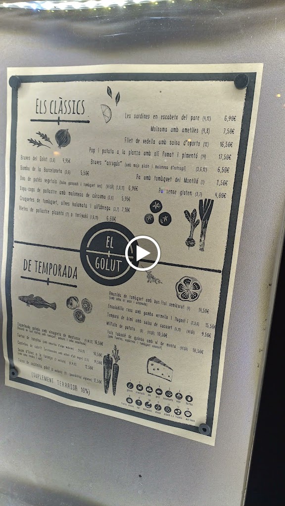 Bar El Golut — Carta