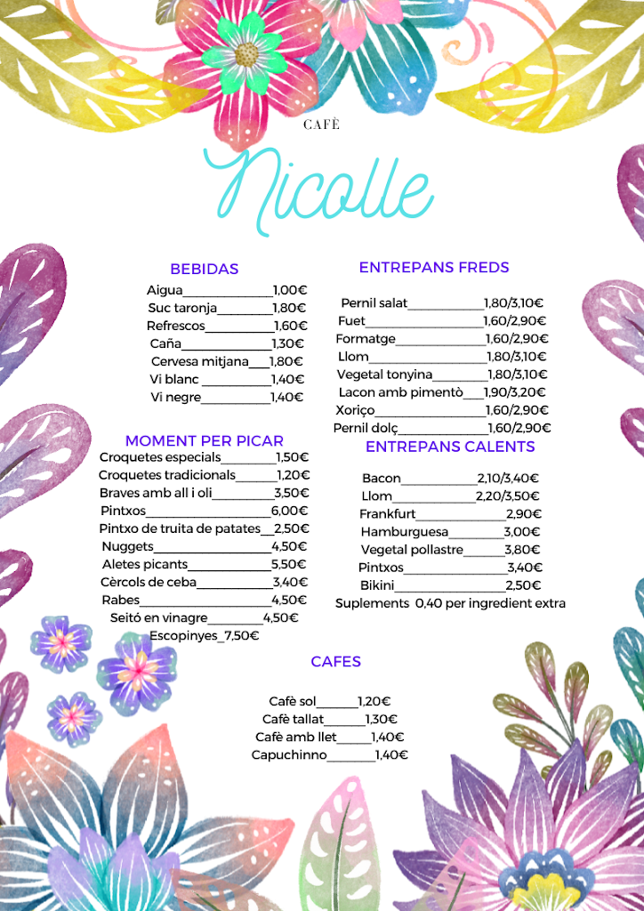 Cafe NICOLLE — Carta