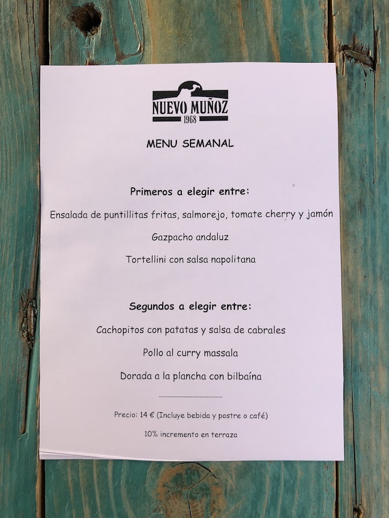 Restaurante Nuevo Munoz — Carta