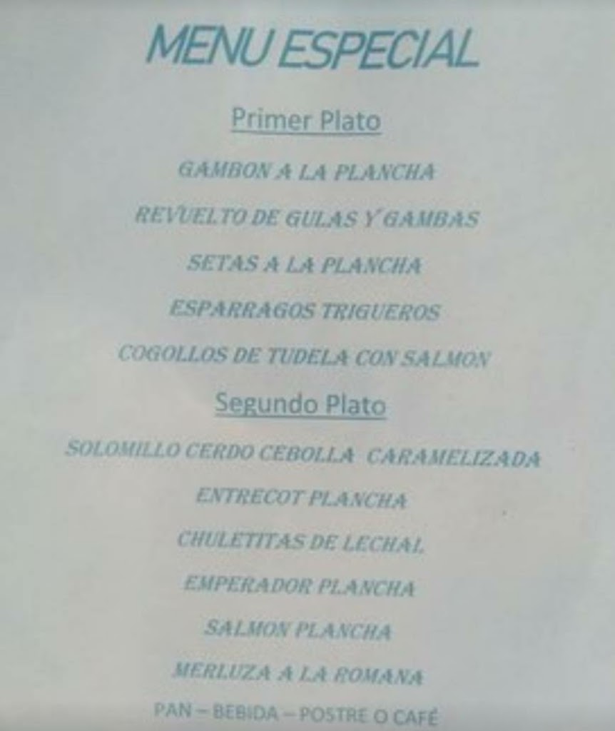 Bar Cafe Caceres 48 — Carta
