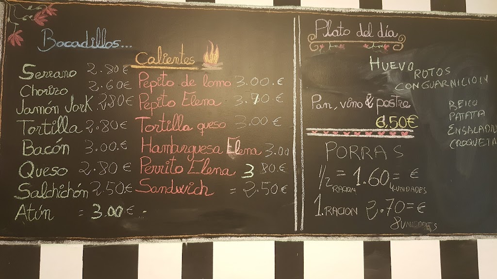 Cafeteria Panaderia Ca na Elena — Carta
