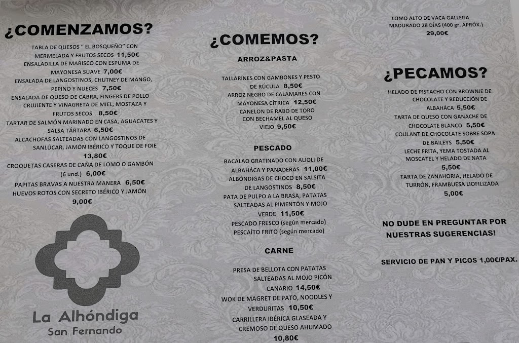 Alhondiga Copas - San Fernando — Carta