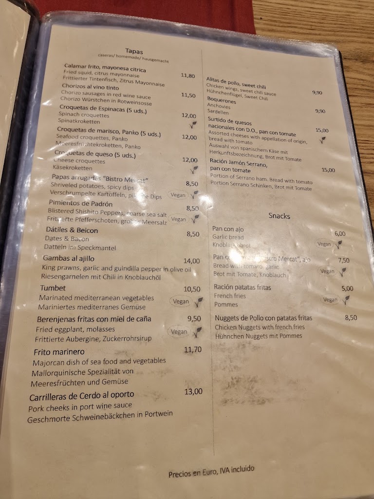 BISTRO MERCAT — Carta