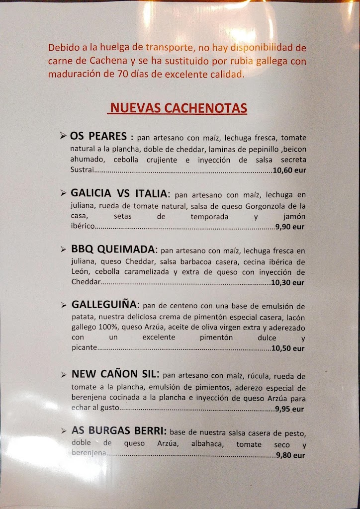Sustrai Berri Gastrobar — Carta