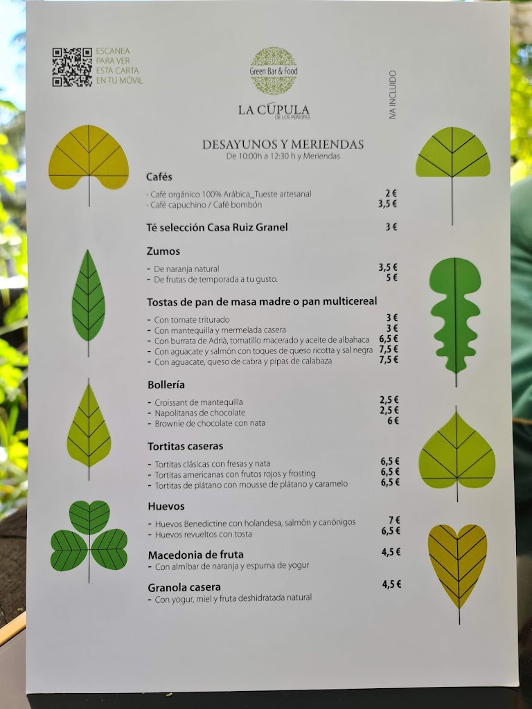 Restaurante El Invernadero de Los Penotes — Carta