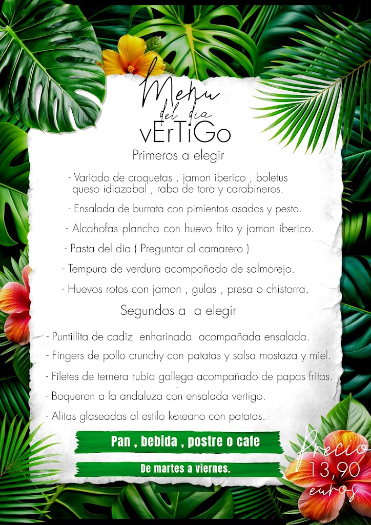 Vertigo gastrobar — Carta