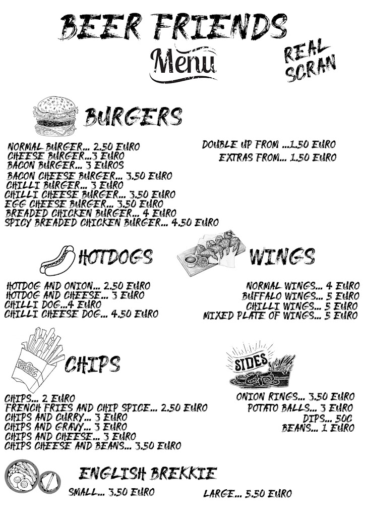 Beers Friends Sports Bar — Carta