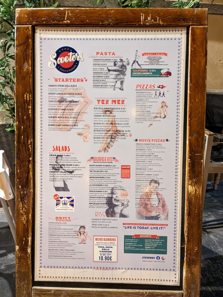 Restaurante Scooter's Vegueta-Triana — Carta