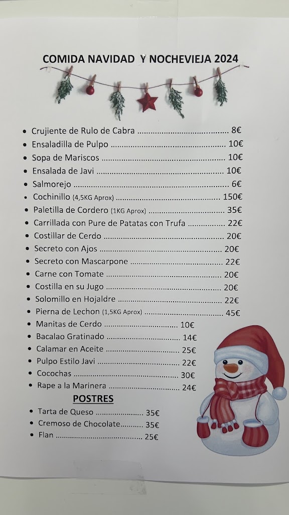 Lo De Javi — Carta
