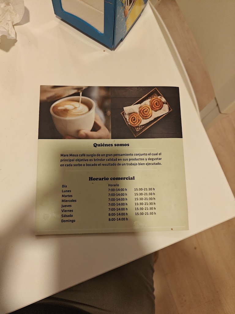 Mare Meua Cafe — Carta