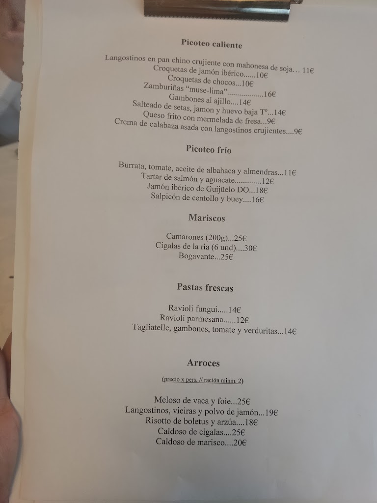 Restaurante Manuel Bistro — Carta