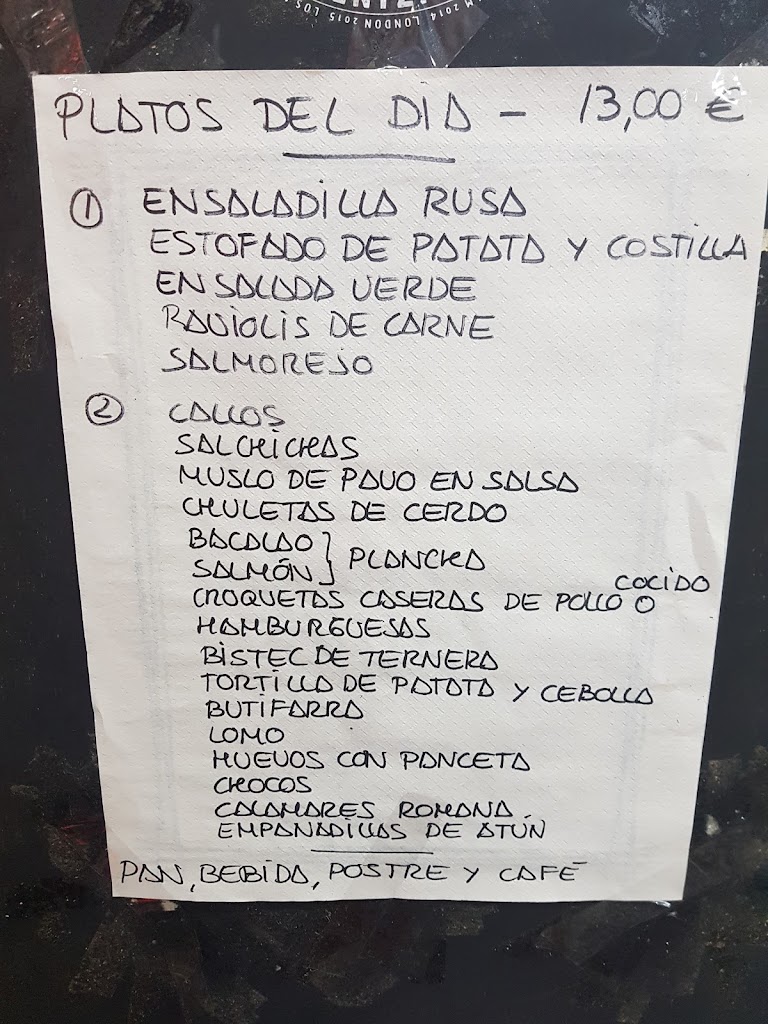 Bar Valladolid. — Carta