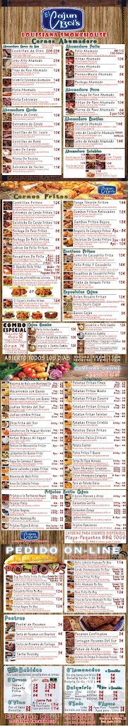 El Cajun Boi's Louisiana BBQ — Carta