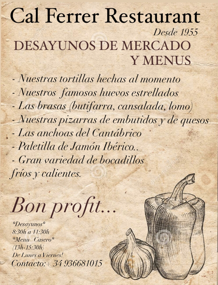 Restaurante Cal Ferrer — Carta