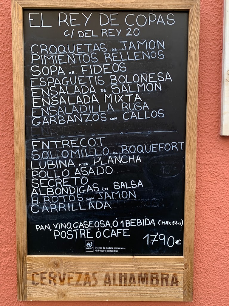 Bar El Rey de Copas — Carta