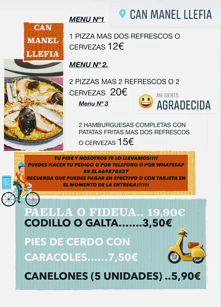 Restaurant Buffet Lliure Can Manel — Carta