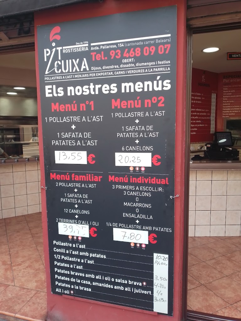 Pit i Cuixa Rostisseria — Carta