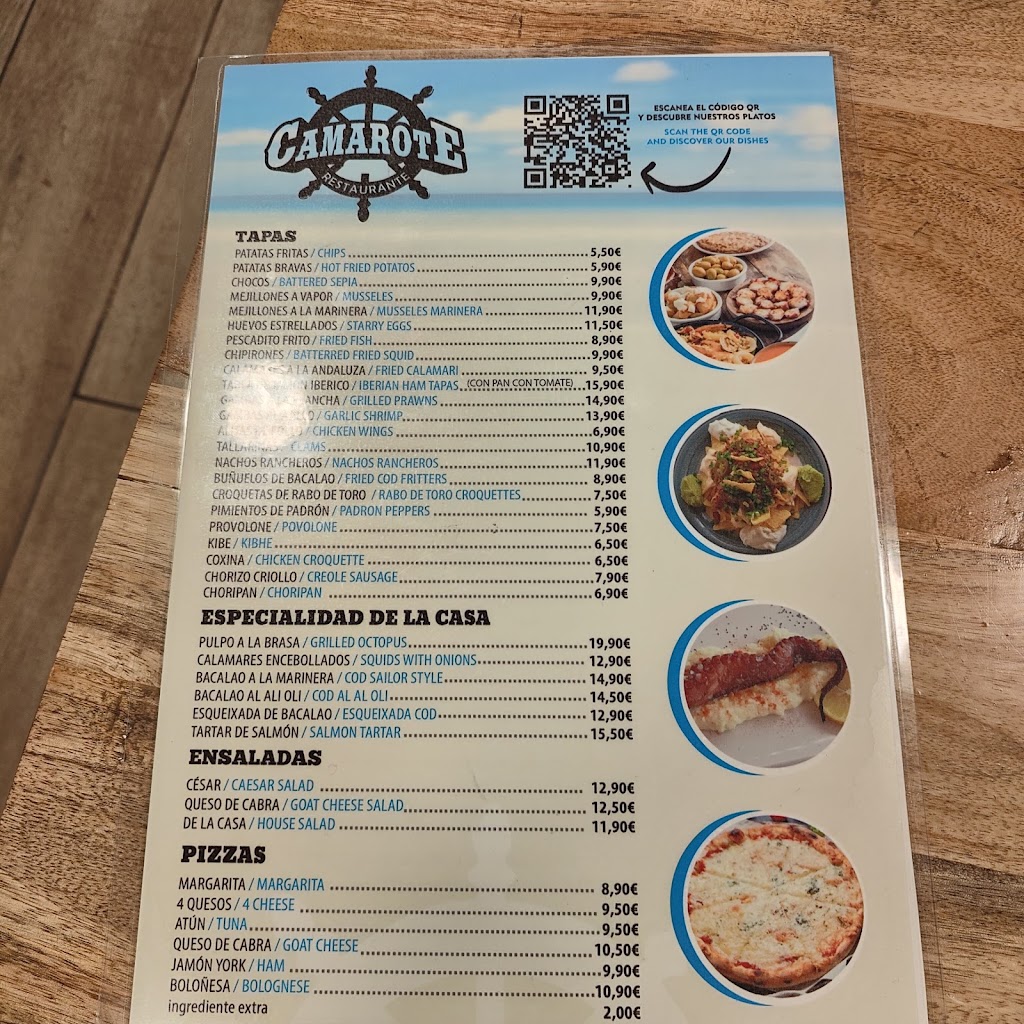 Camarote Beach - Bar Rest. — Carta
