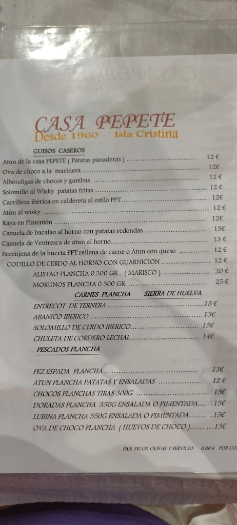 CASA PEPETE — Carta