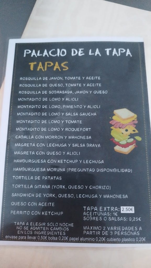 Palacio de la Tapa — Carta