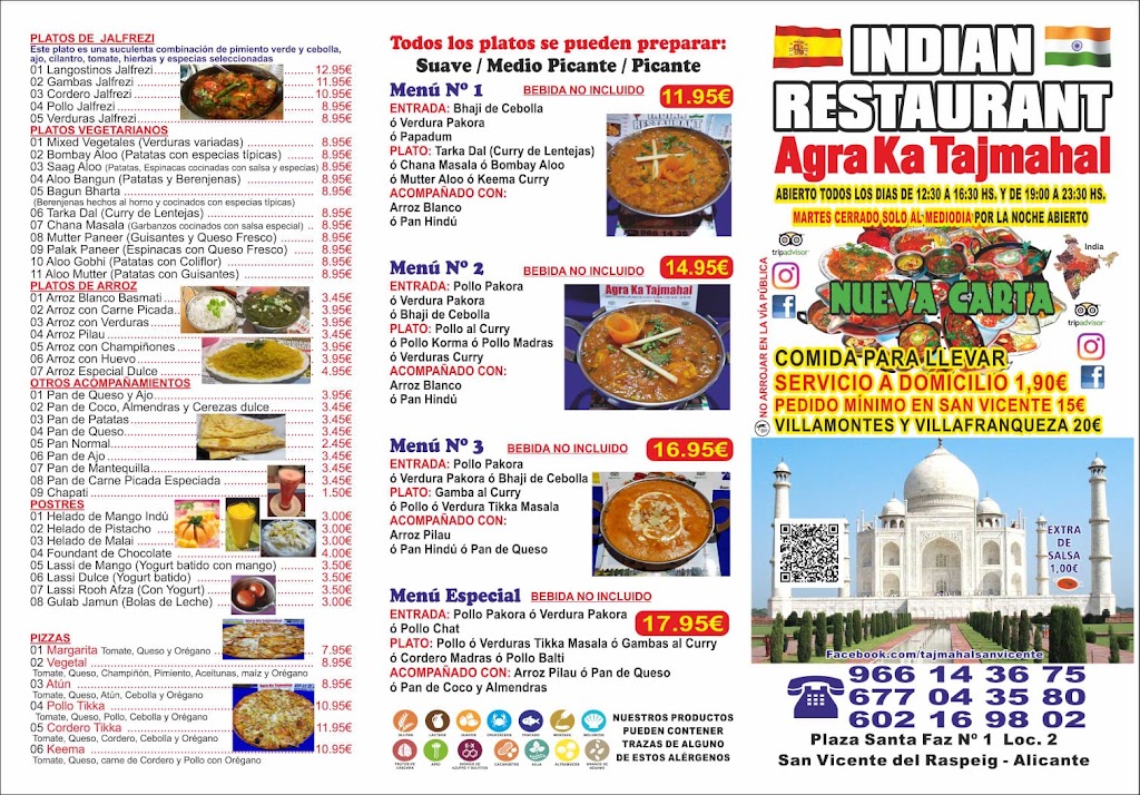 Indian Restaurant Agra-Ka Taj Mahal — Carta