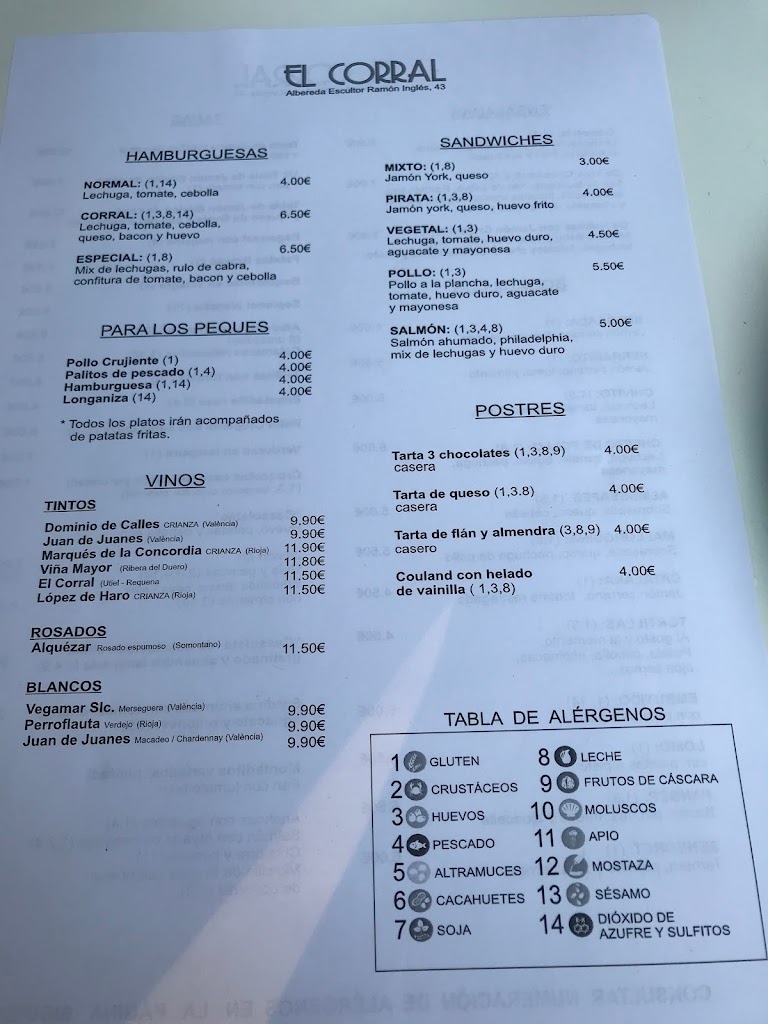 El Corral — Carta