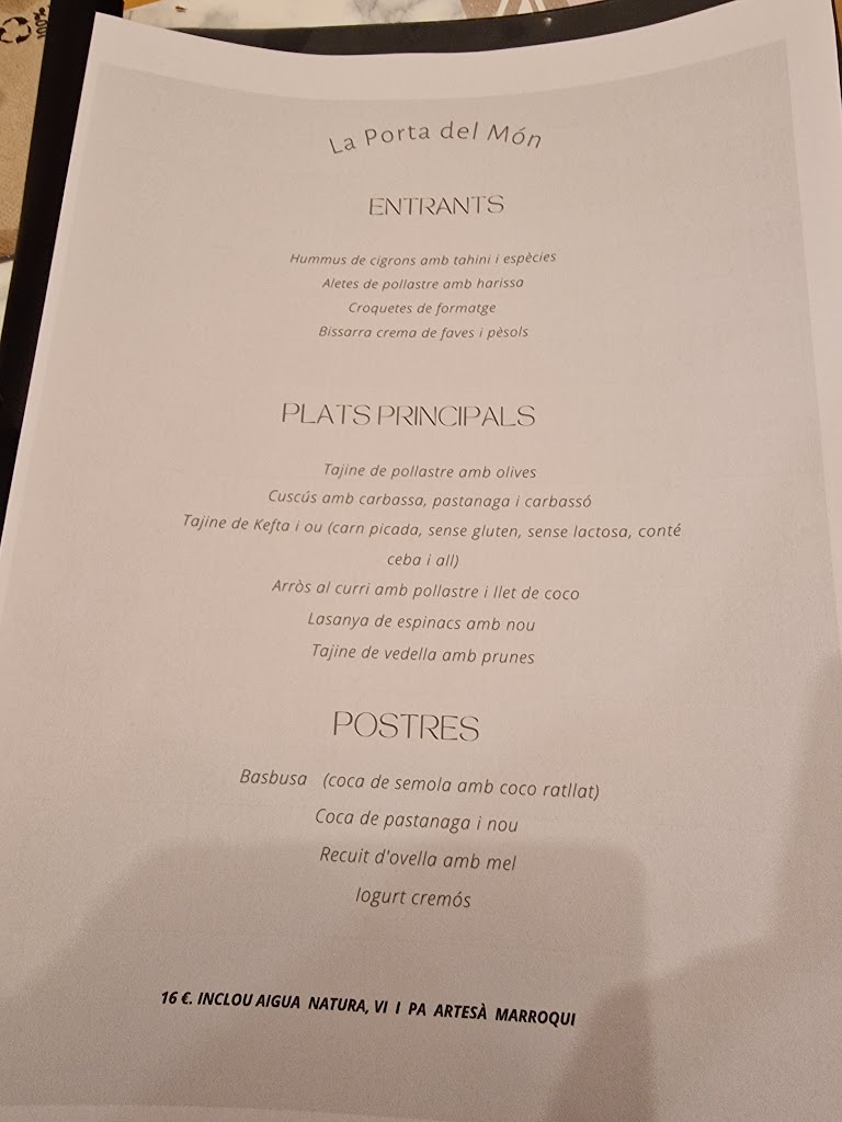 Bar Restaurant La Porta del Mon — Carta