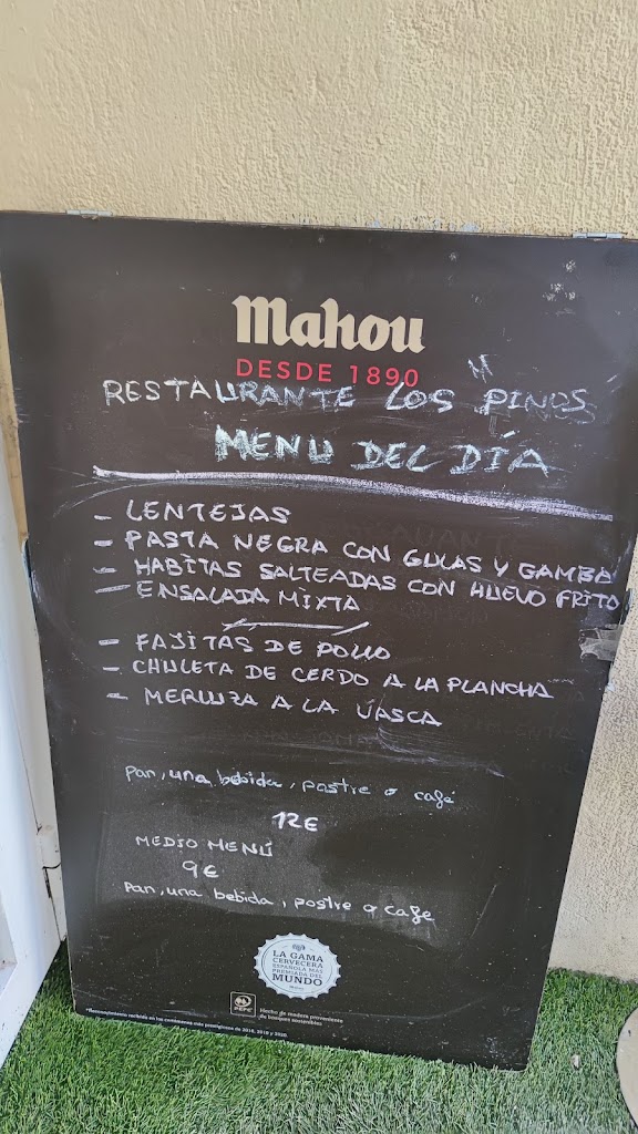 Bar restaurante Los Pinos — Carta