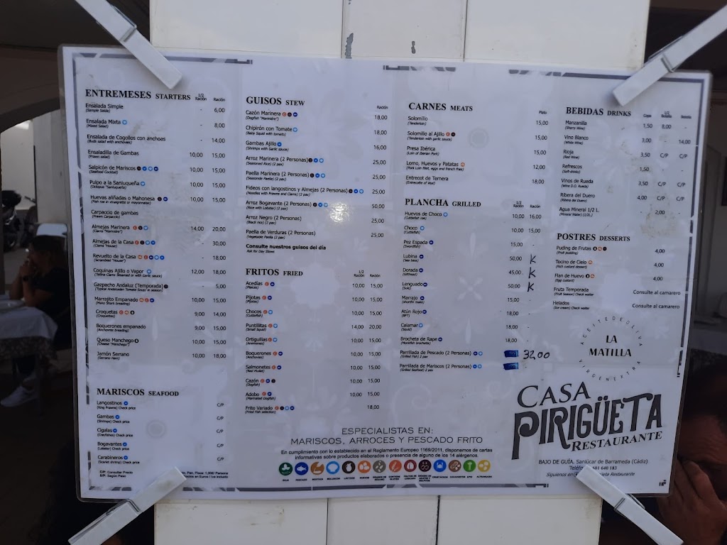 Casa Pirigueta Restaurante — Carta