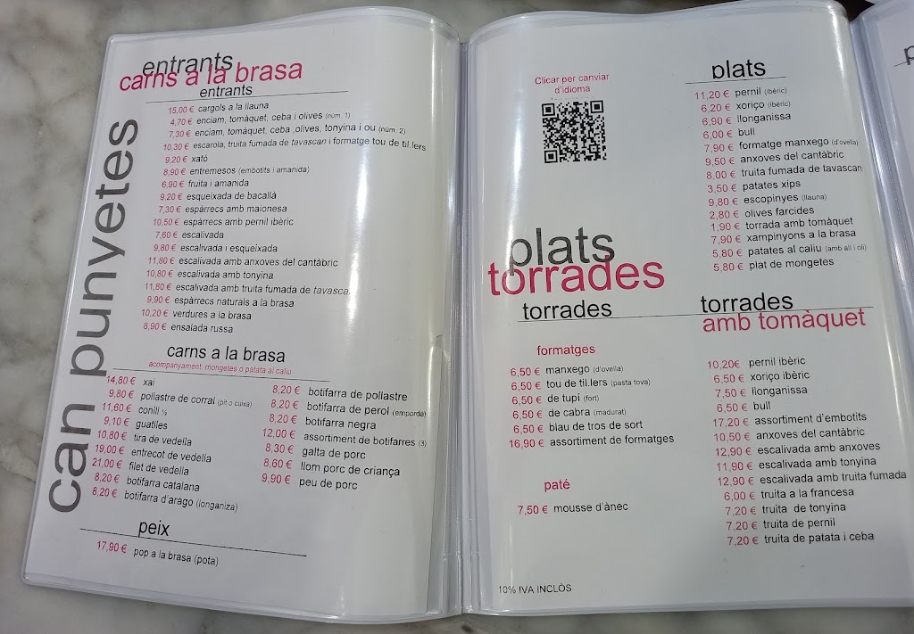Restaurant Can Punyetes Sabadell — Carta