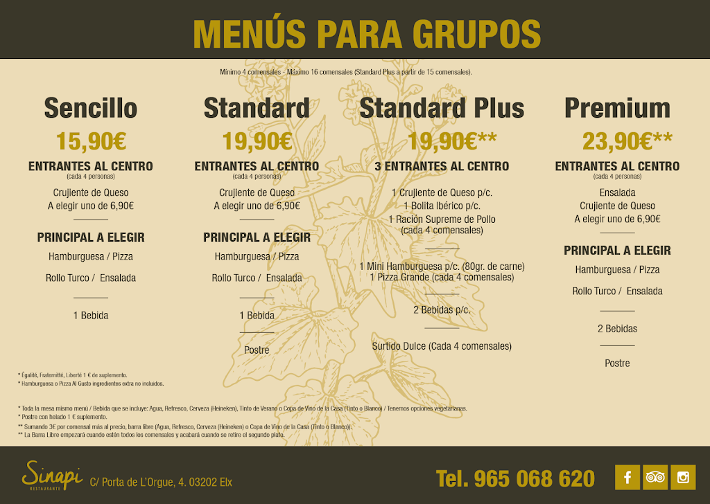 Sinapi Restaurante | Elche — Carta